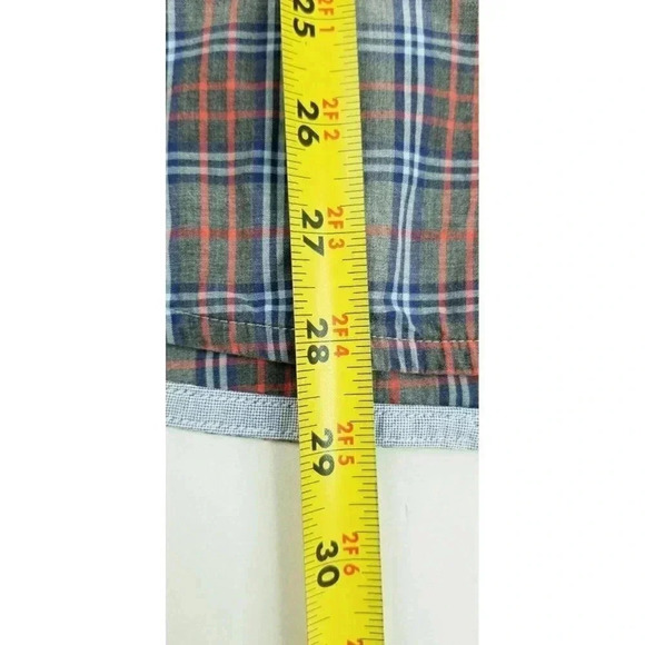 Tommy Hilfiger Custom Fit Melange Size Medium Mens Gray Red Blue Check Cuff Logo - Picture 8 of 11